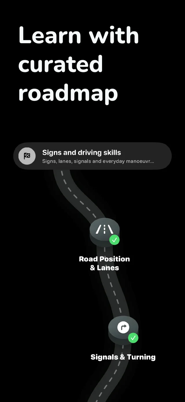 KiwiDrive App Store preview showing the Road Code learning roadmap