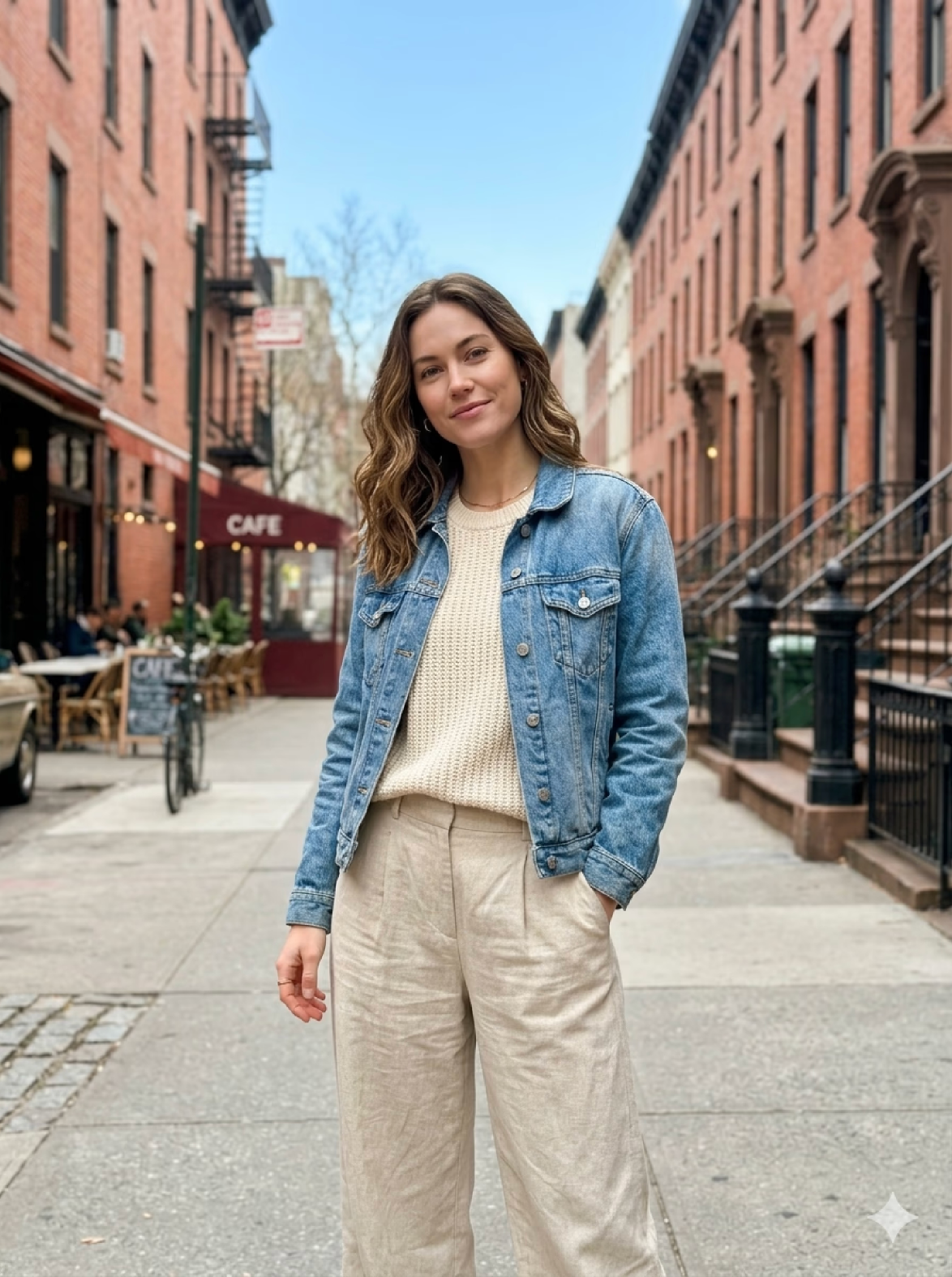 Woman posing naturally on a city street